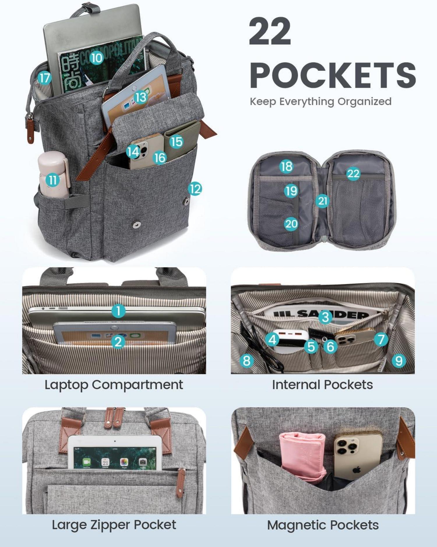 Damen Laptop Rucksack 15,6 Zoll Wasserdicht Uni Business Reise