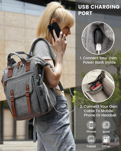 LOVEVOOK Damen Rucksack 15,6 Zoll Laptop Schulrucksack Wasserdicht Uni Business