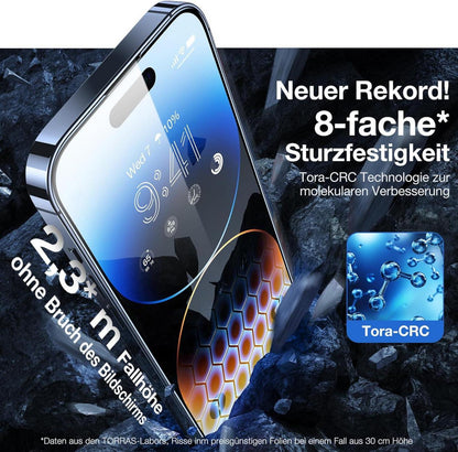 iPhone 14 Pro Max Panzerglas Schutzfolie Militärstandard 9H