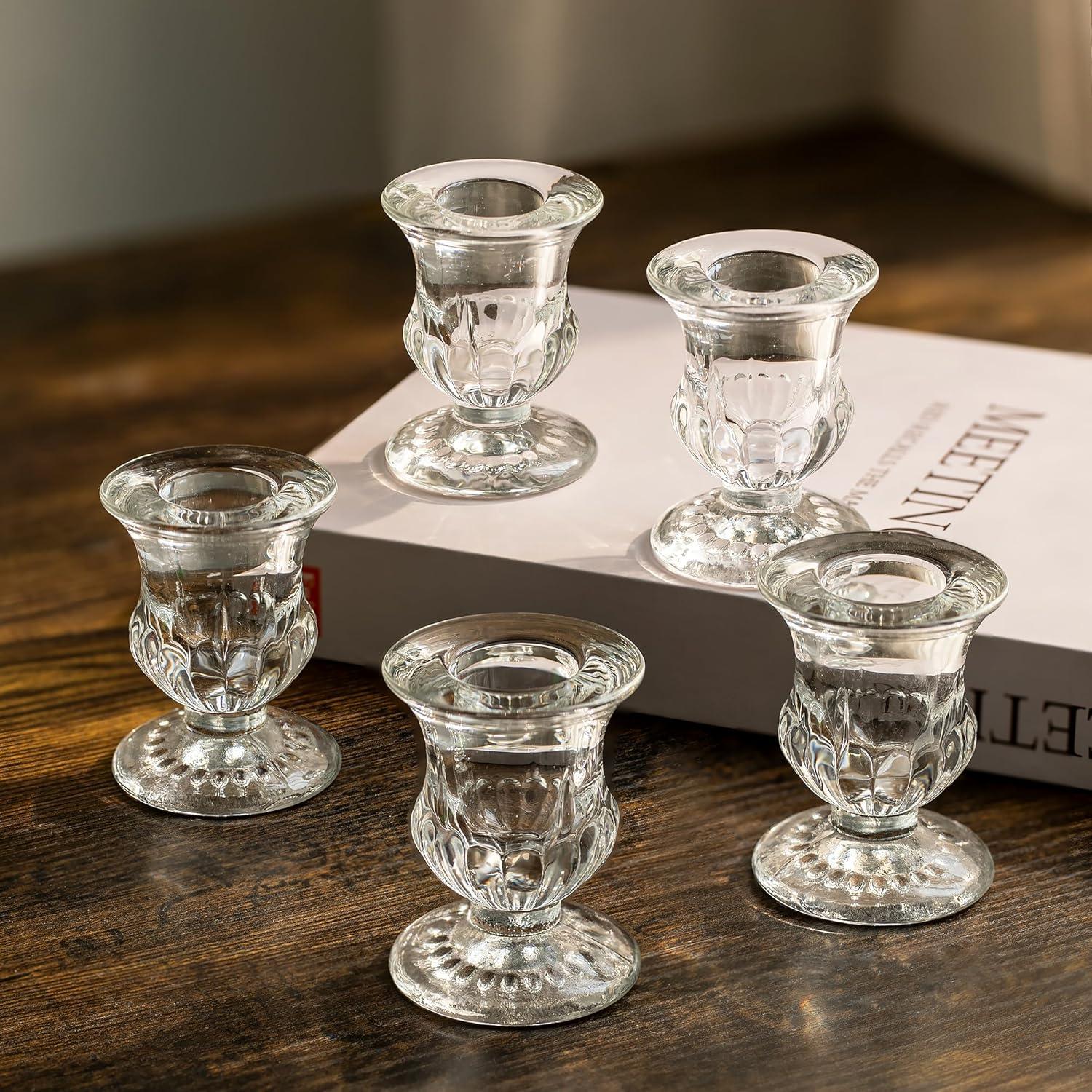 Kerzenhalter Glas 10er Set für Stabkerze Weihnachten Hochzeit