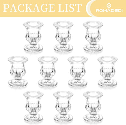 Kerzenhalter Glas 10er Set für Stabkerze Weihnachten Hochzeit