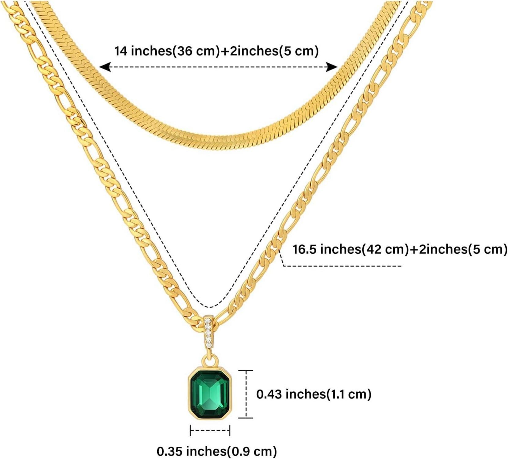 Goldene Geschichtete Halsketten mit Kristallanhänger, 18