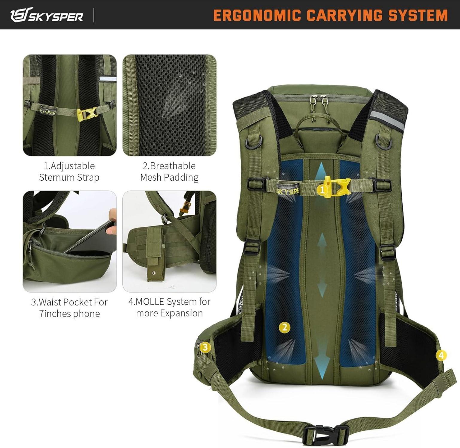 Wanderrucksack 35L Camping Backpack wasserdicht atmungsaktiv Blue