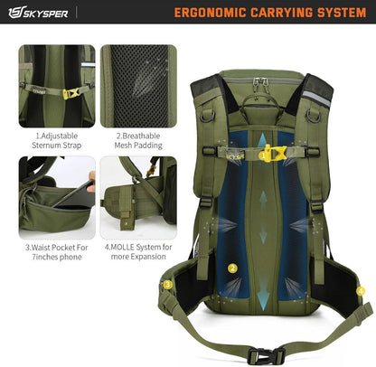 Wanderrucksack 35L Camping Backpack wasserdicht atmungsaktiv Blue