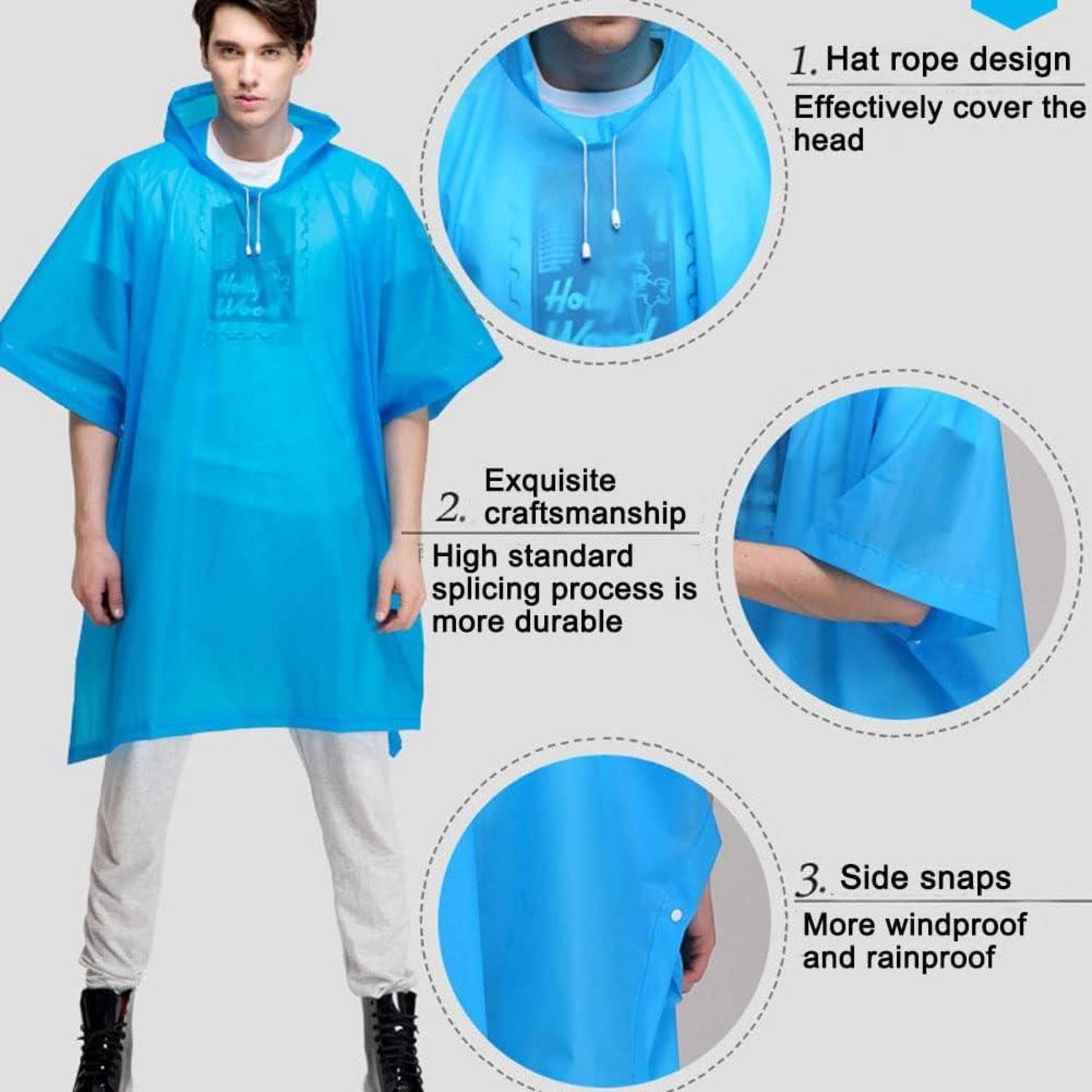 Regenponcho 2er Set transparent wasserdicht inkl. Kapuze und Tasche