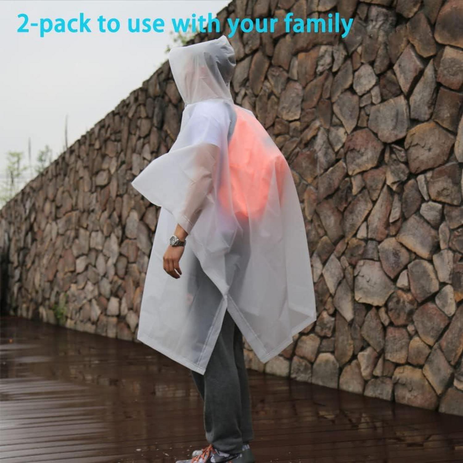 Regenponcho 2er Set transparent wasserdicht inkl. Kapuze und Tasche