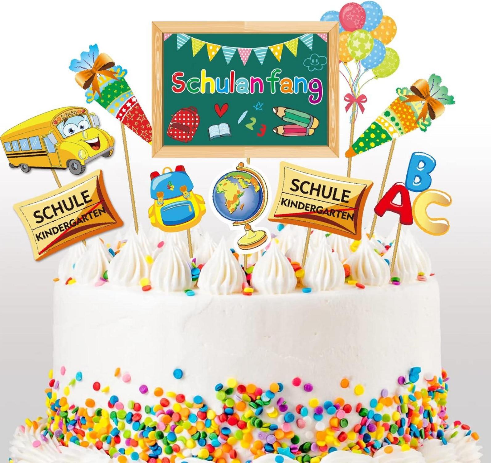 Schulanfang Cupcake Topper Set 12-teilig für Mädchen Jungen