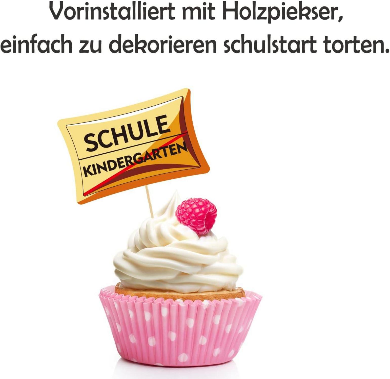 Schulanfang Cupcake Topper Set 12-teilig für Mädchen Jungen