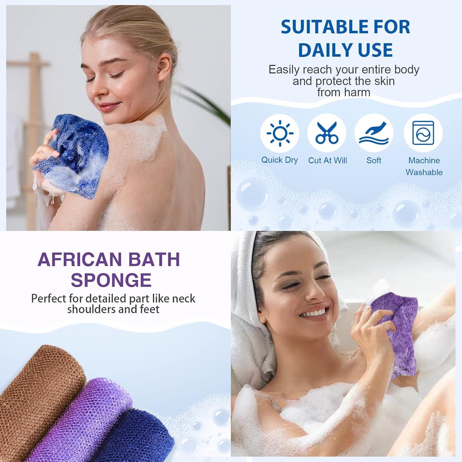 Yiclick Peeling Waschlappen Set, African Net Loofah Rückenbürste Schwamm