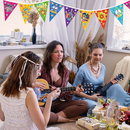 60er Jahre Hippie Thema Party Wimpelkette Banner Flower Power
