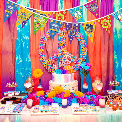 60er Jahre Hippie Thema Party Wimpelkette Banner Flower Power