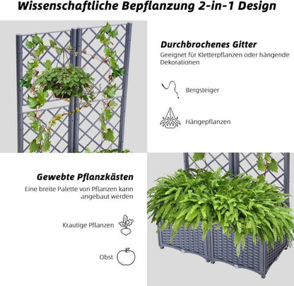Hochbeet Pflanzgefäß Rankkasten mit Rankgitter für 2 Pflanzgefäße