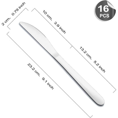 Tafelmesser Set 16 Stück Messer Set Buttermesser Edelstahl