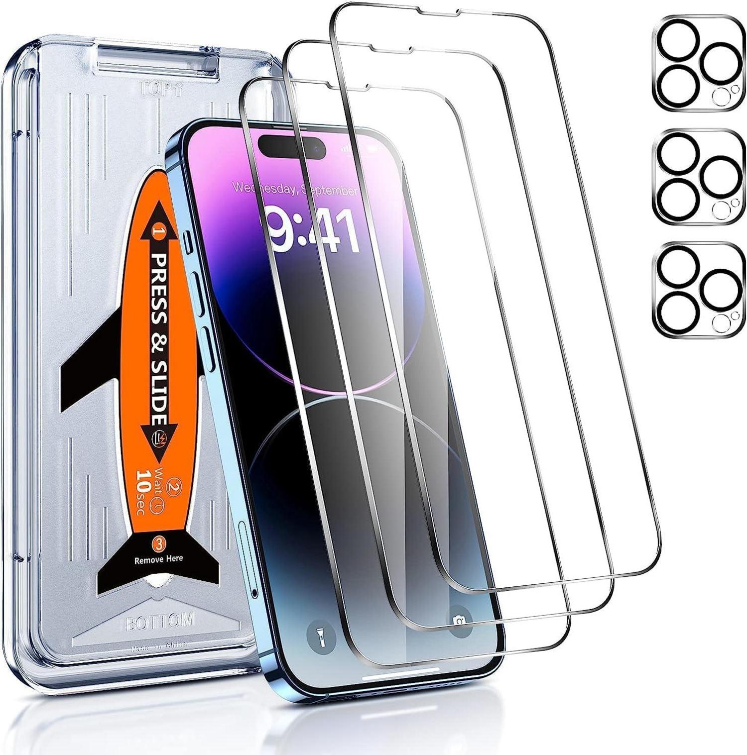 Panzer Schutzfolie für iPhone 14 Pro, 3 Stk. Glasfolie Set