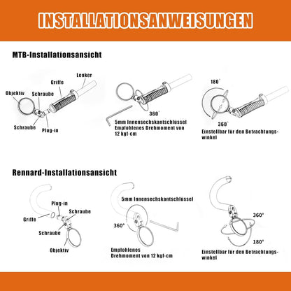 2er Set Fahrradspiegel für E-bike, Lenkerendenspiegel, 360° schwenkbar, konvex