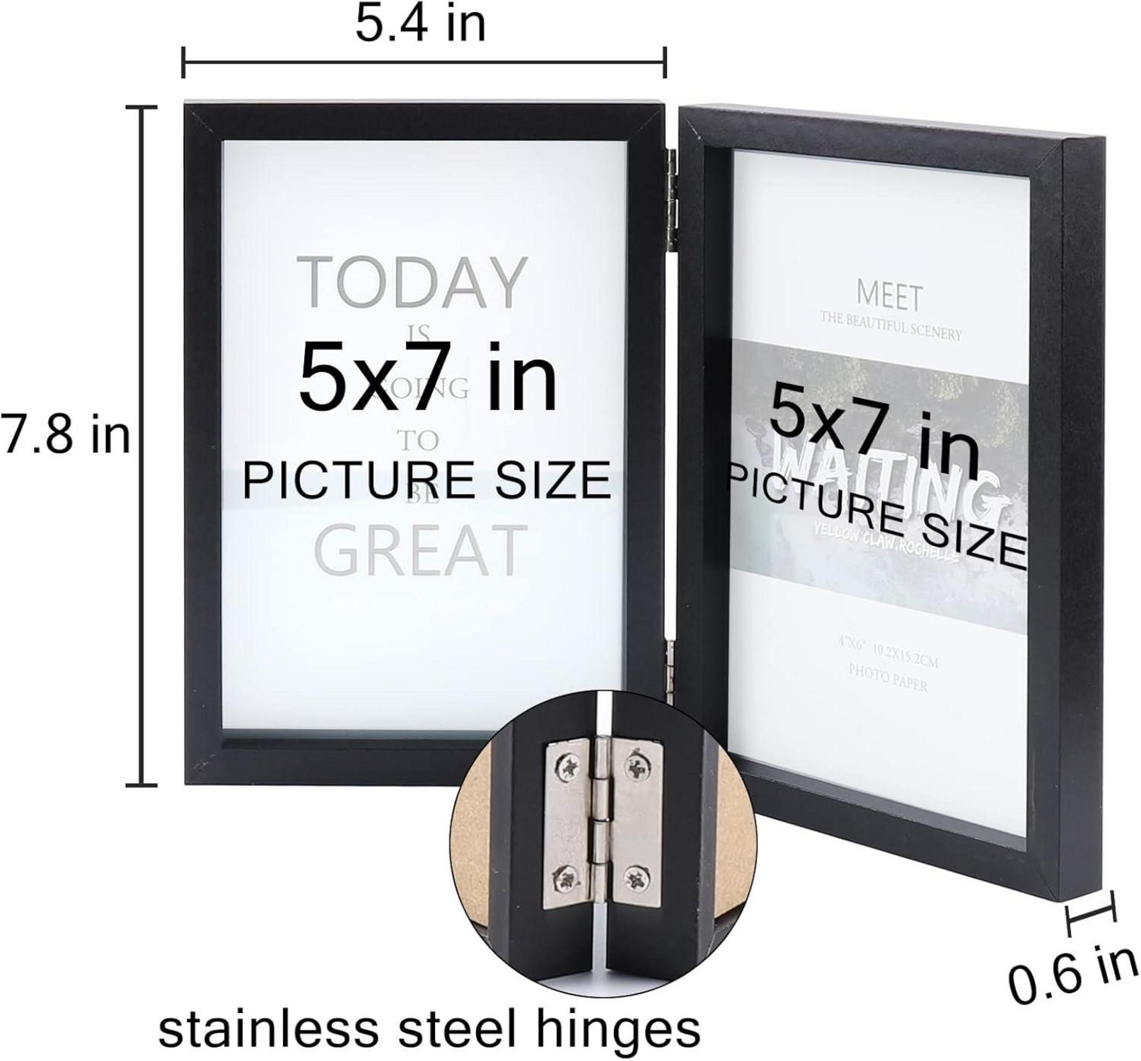 Zusammenklappbarer Bilderrahmen mit Glasfront 12,7 x 17,8 cm Schwarz
