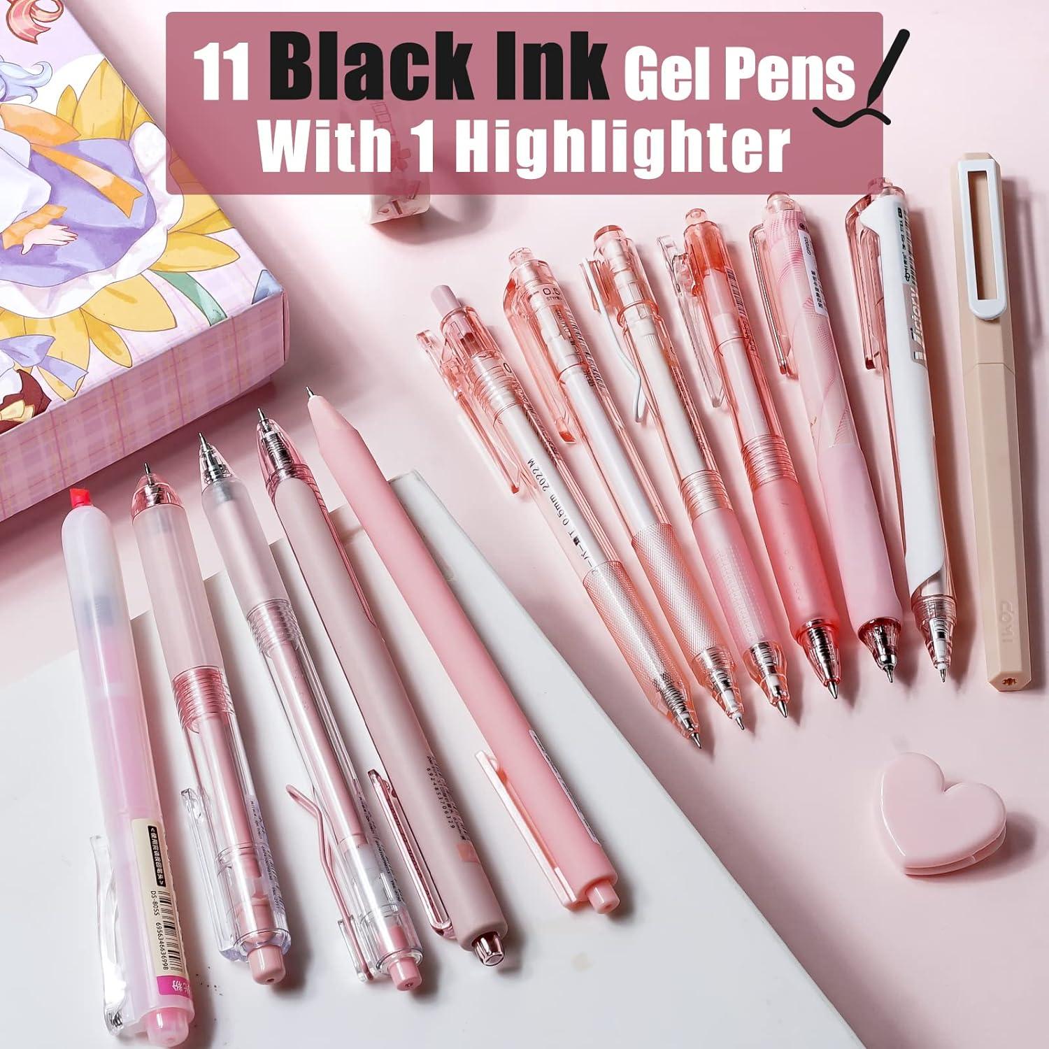 Gelroller Set 12 Stück Schwarz + Pastell Textmarker
