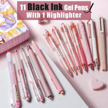 Gelroller Set 12 Stück Schwarz + Pastell Textmarker