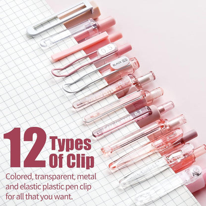 Ästhetisches Gel Pens Set - 12er-Pack Schwarz & Pastell Textmarker