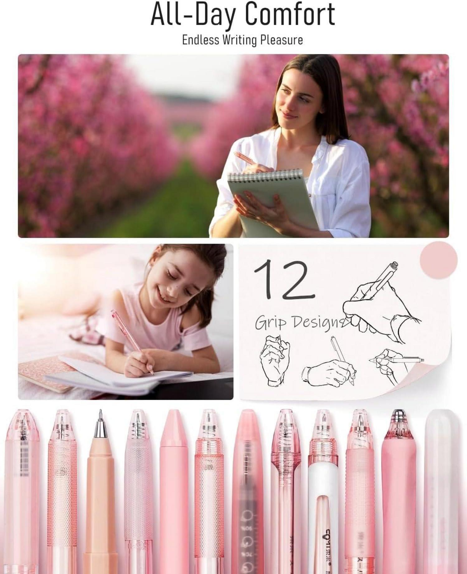 Gelstifte Set 12er-Pack Schwarz & Pastell, Aesthetic Pens Schule Büro
