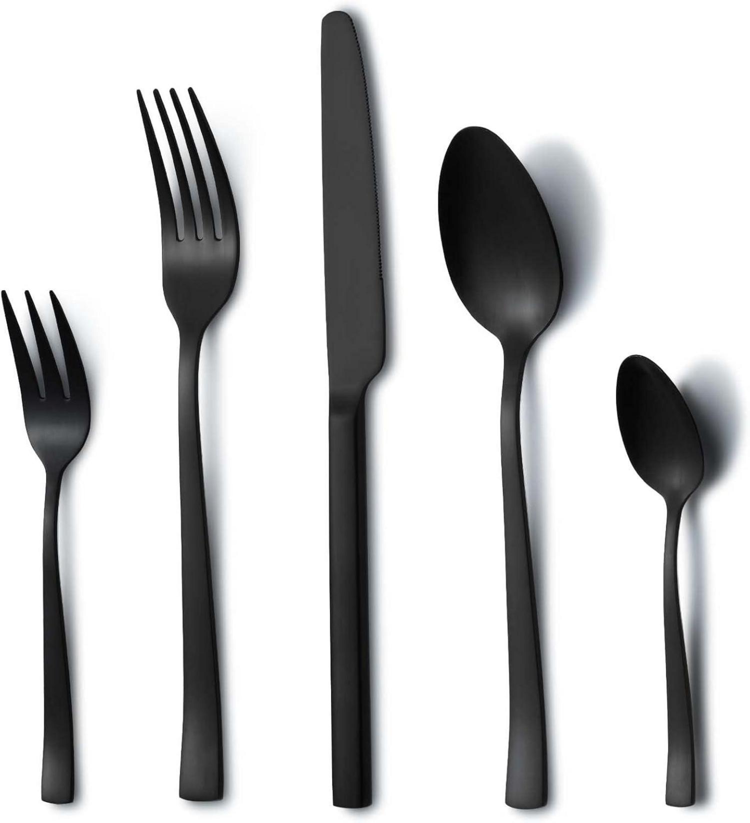 30-teiliges Besteck Set Schwarz Edelstahl für 6 Personen
