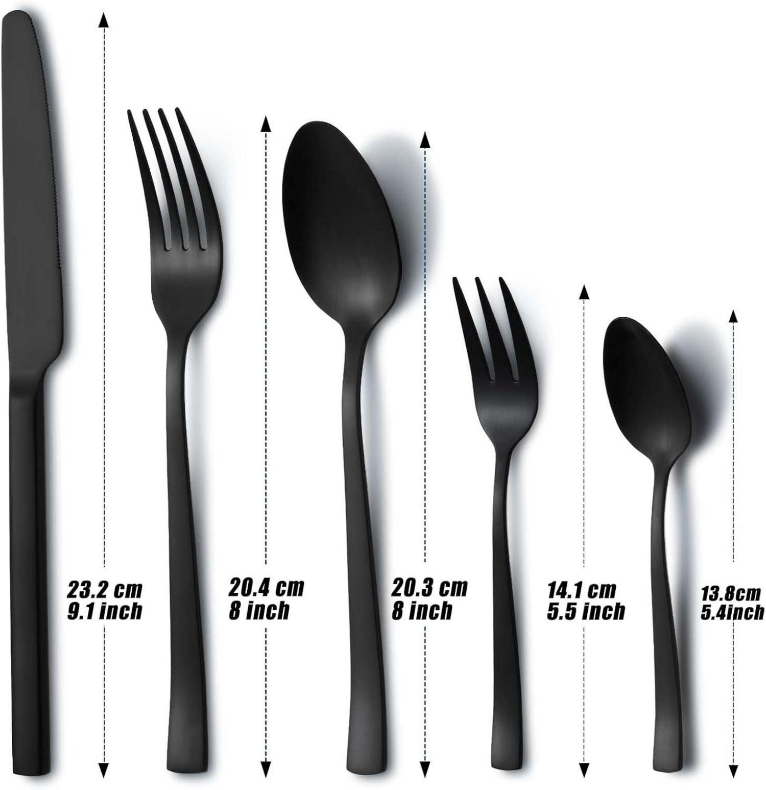 Hunnycook Besteck Set Schwarz 30-teilig Edelstahl für 6