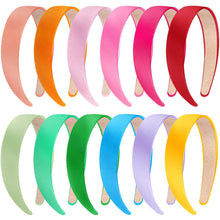 12er Set Satin Stirnbänder in 12 Farben - Haarreifen für Frauen