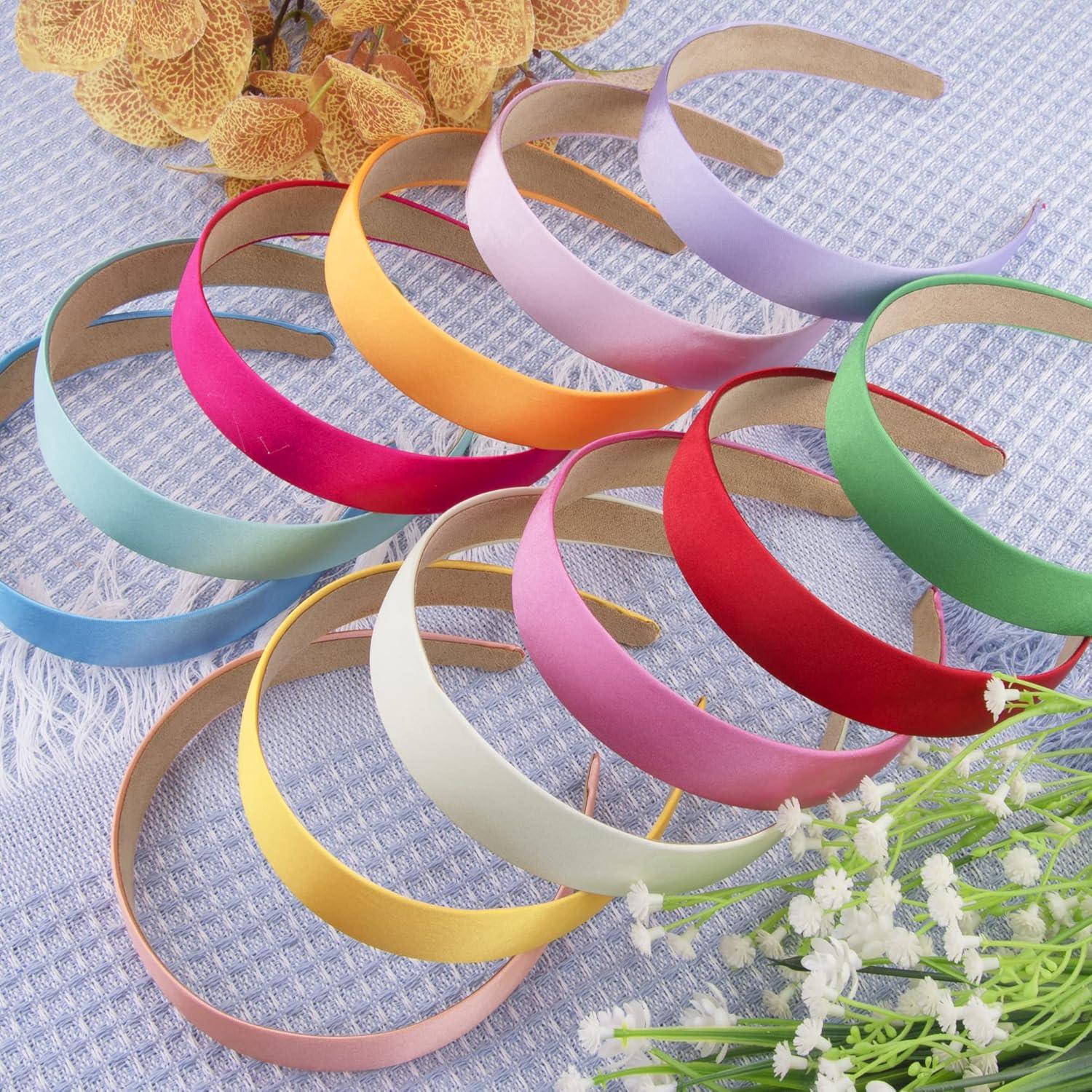 Satin Haarreifen Stirnbänder 12er Set Frauen Mädchen Rutschfest Buntes Stirnband