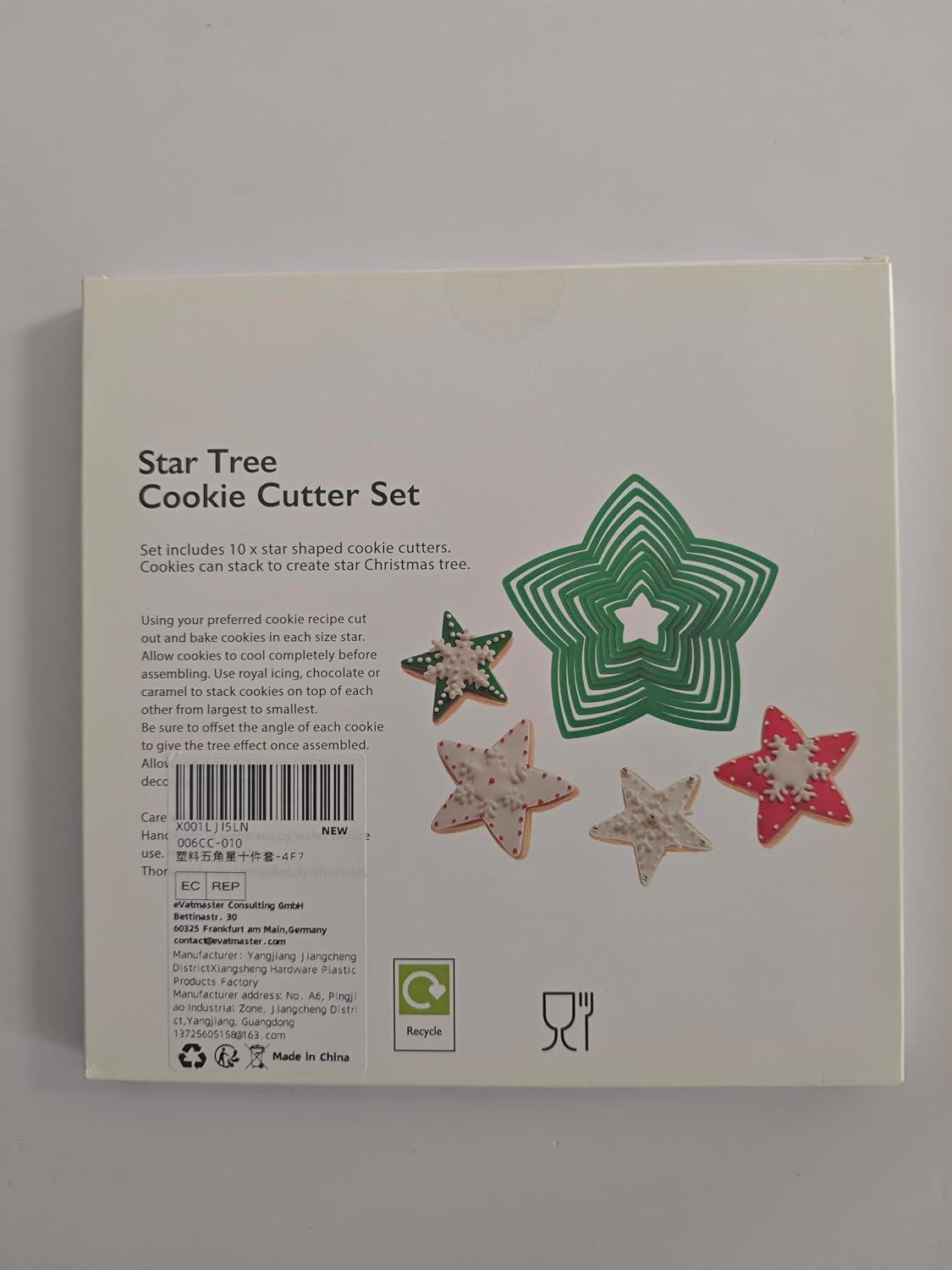 Ausstechformen-Set Weihnachtssterne 10 Stück Stern-Ausstechformenfestliche Dekoration Plätzchen Fondant