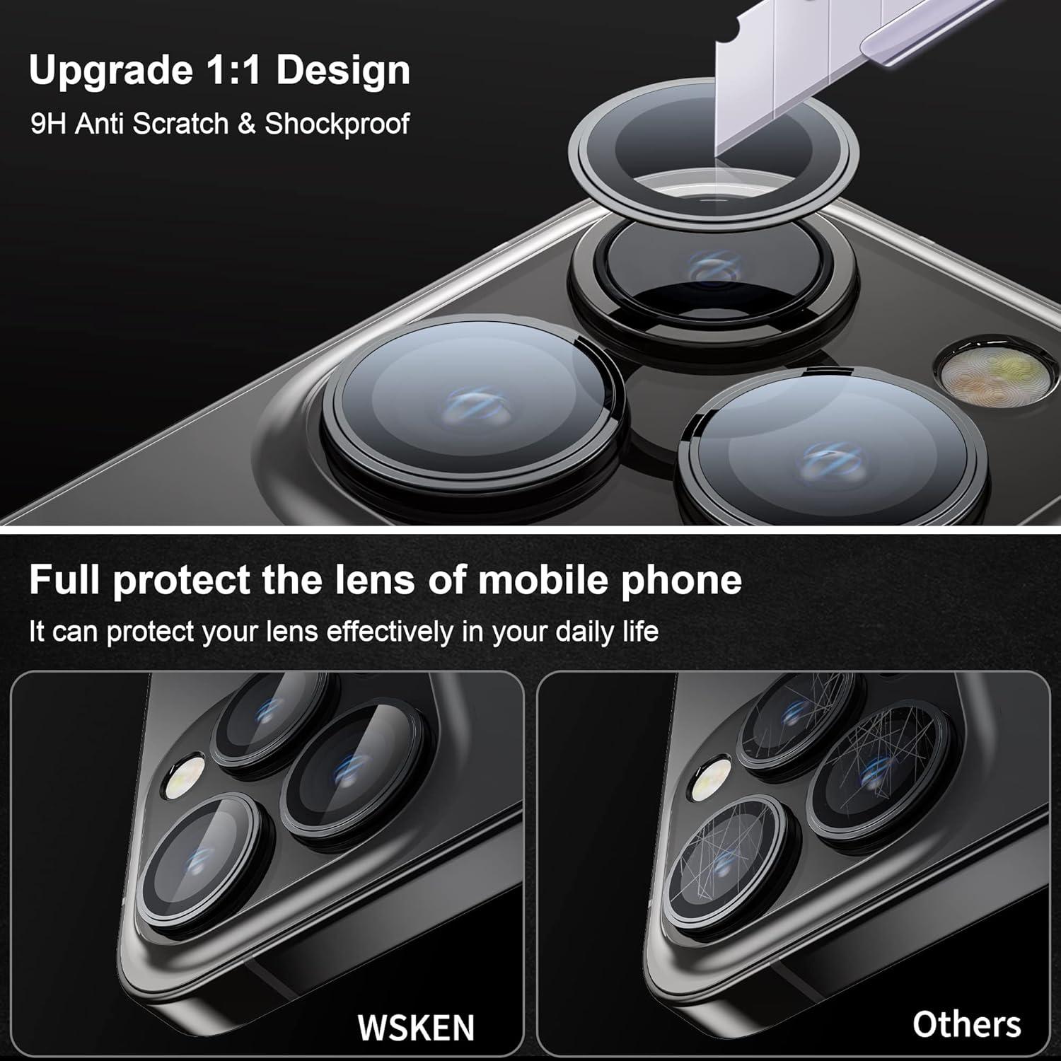 Kamera Schutz für iPhone 14 Pro Max Echtglas Kameraschutz Schwarz