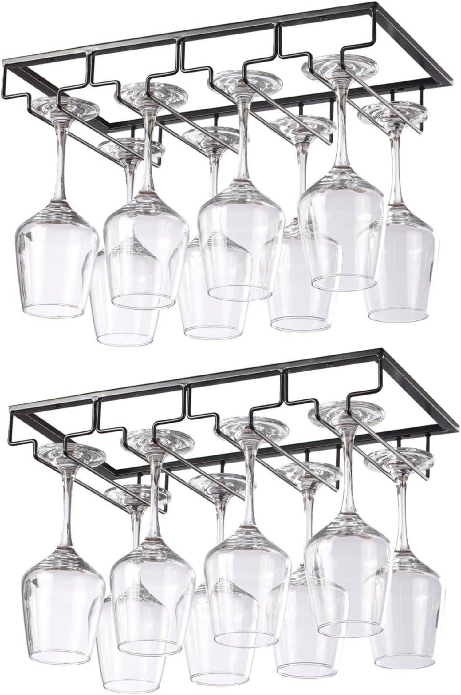 Weinglashalter Metall Schwarz 4 Reihen Unter Schrank Installation