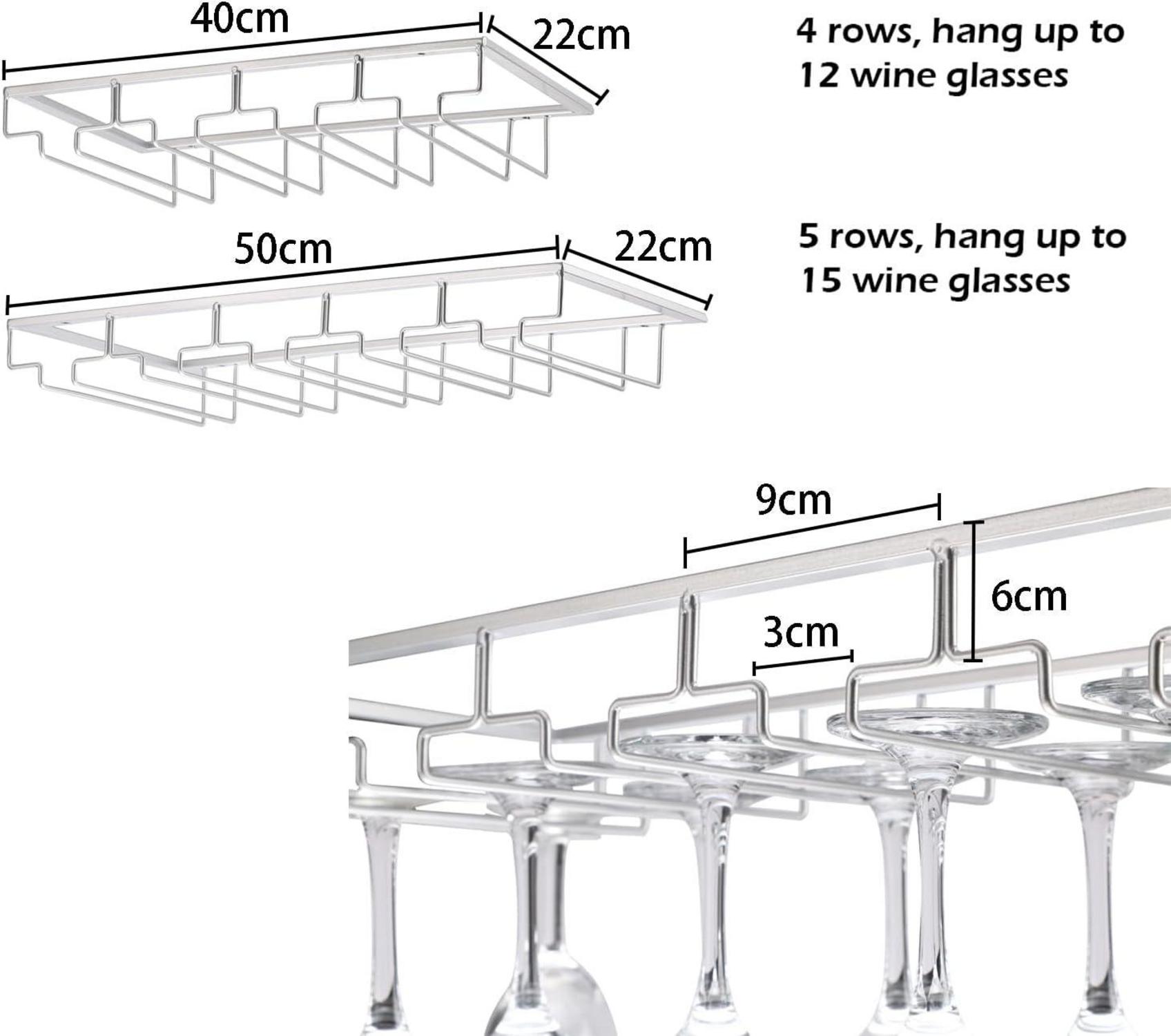 Weinglashalter 2 Stück Metall Schwarz 4 Reihen Schrankmontage