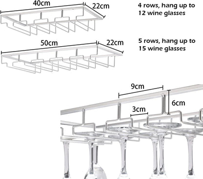 Weinglashalter 2 Stück Metall Schwarz 4 Reihen Schrankmontage