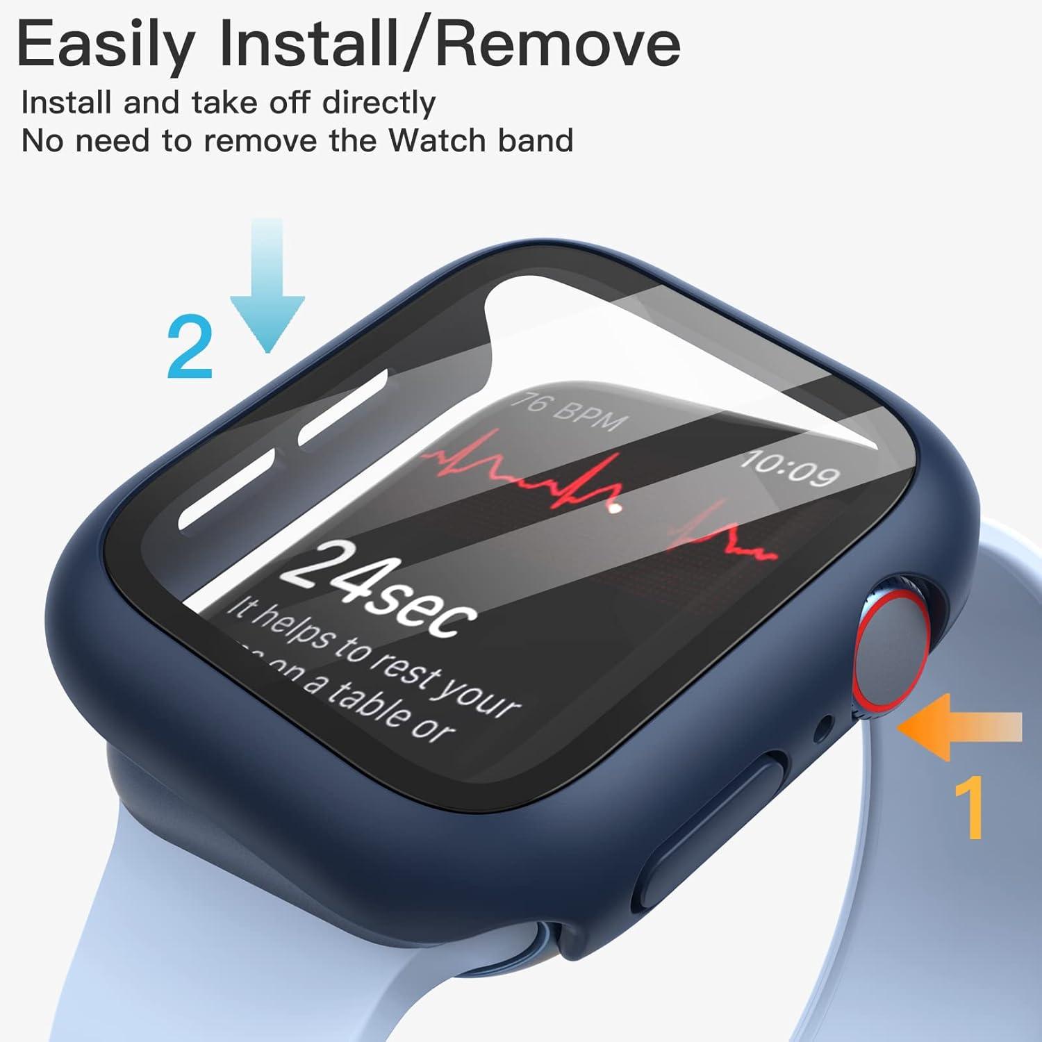 Apple Watch SE Series 6 5 4 44mm Case Cover with Screen Protector Blue