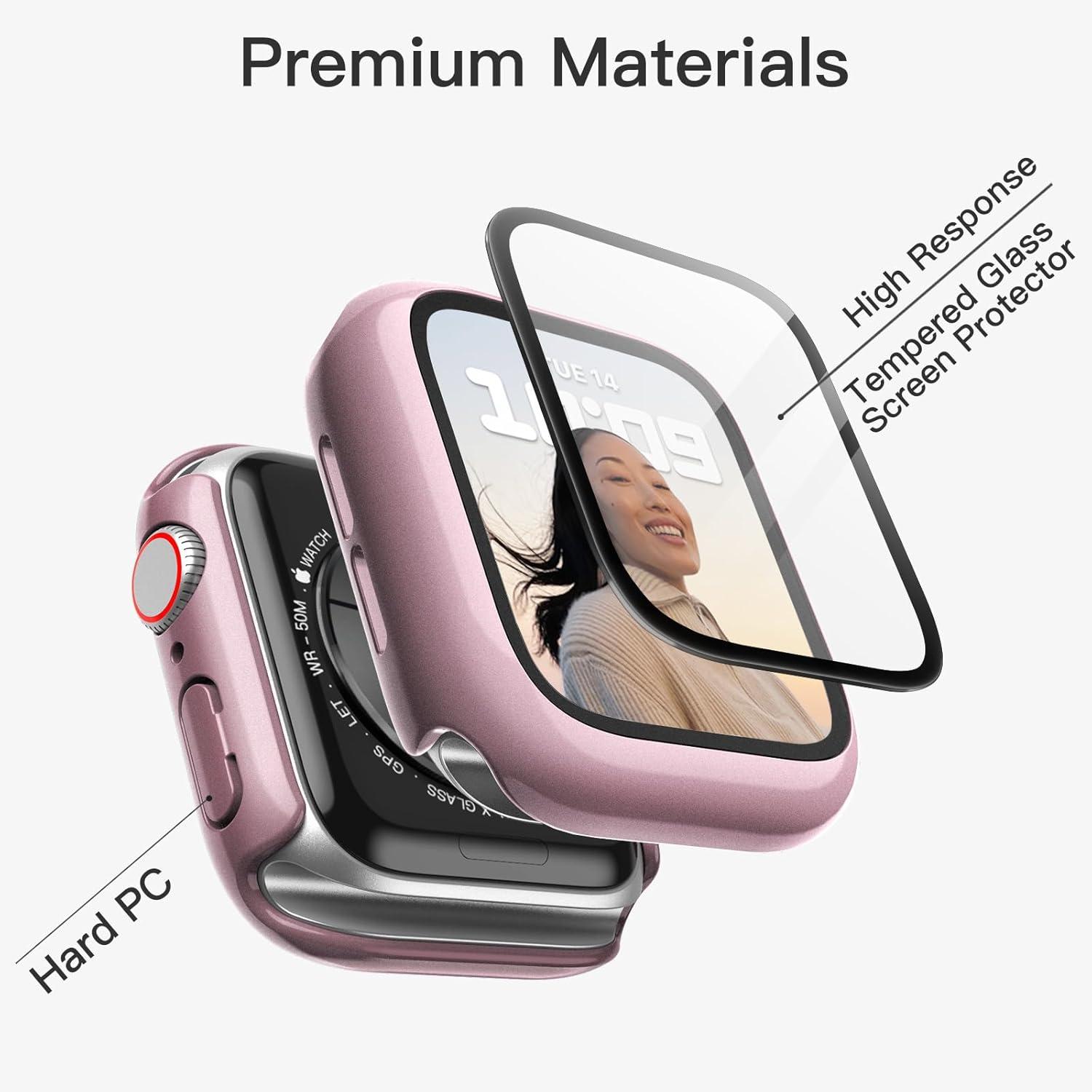 Apple Watch SE 6 5 4 44mm Hülle Displayschutz Roségold 2er