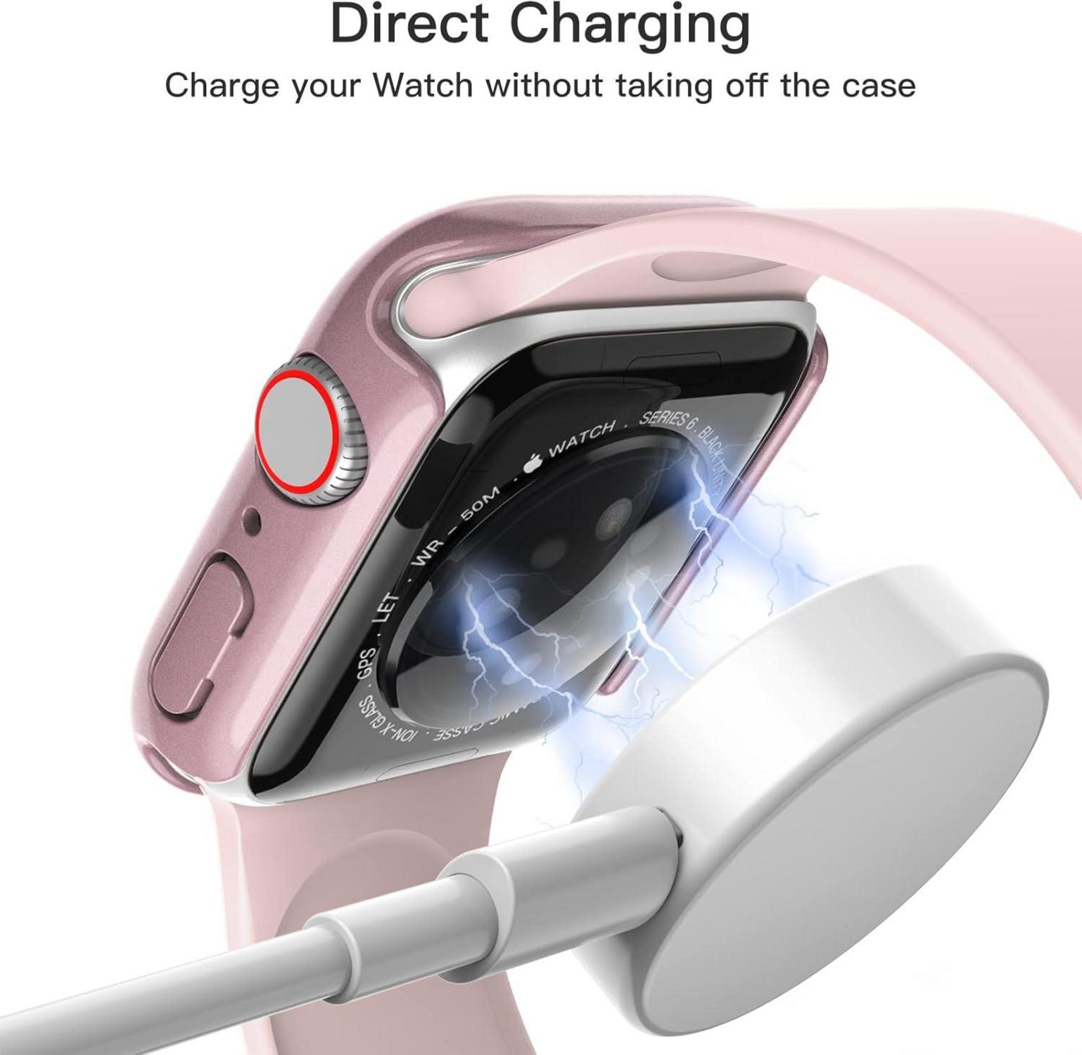 Displayschutz Hülle Apple Watch SE Series 6 5 4 44mm Roségold 2 Stück