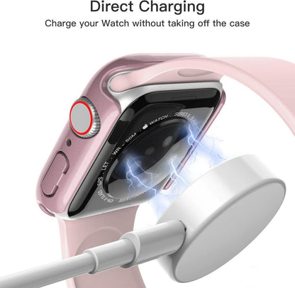 Displayschutz Hülle Apple Watch SE Series 6 5 4 44mm Roségold 2 Stück