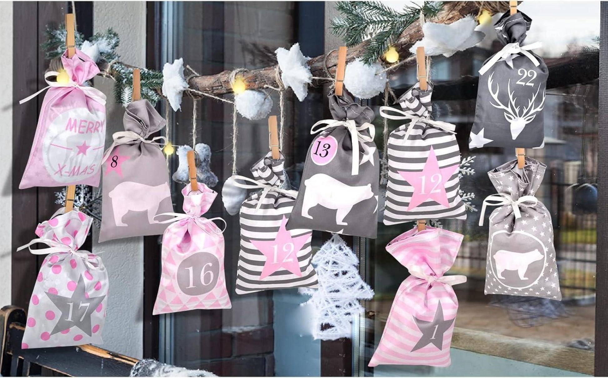 DIY Adventskalender Bastelset mit 24 Stoffsäckchen