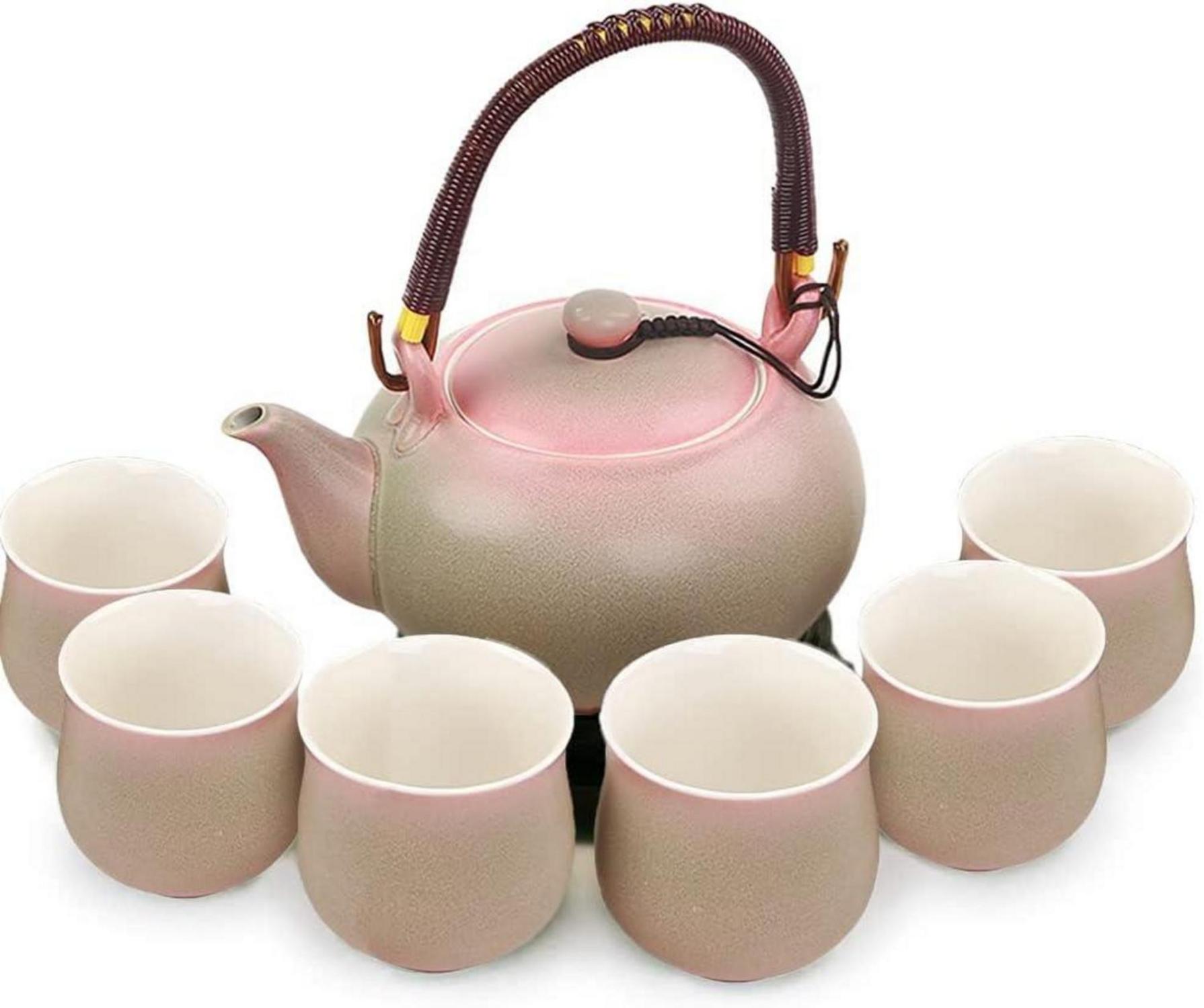 Chinesisches Teeservice Set Keramik 7tlg. 700ml Teekanne 6x 120ml