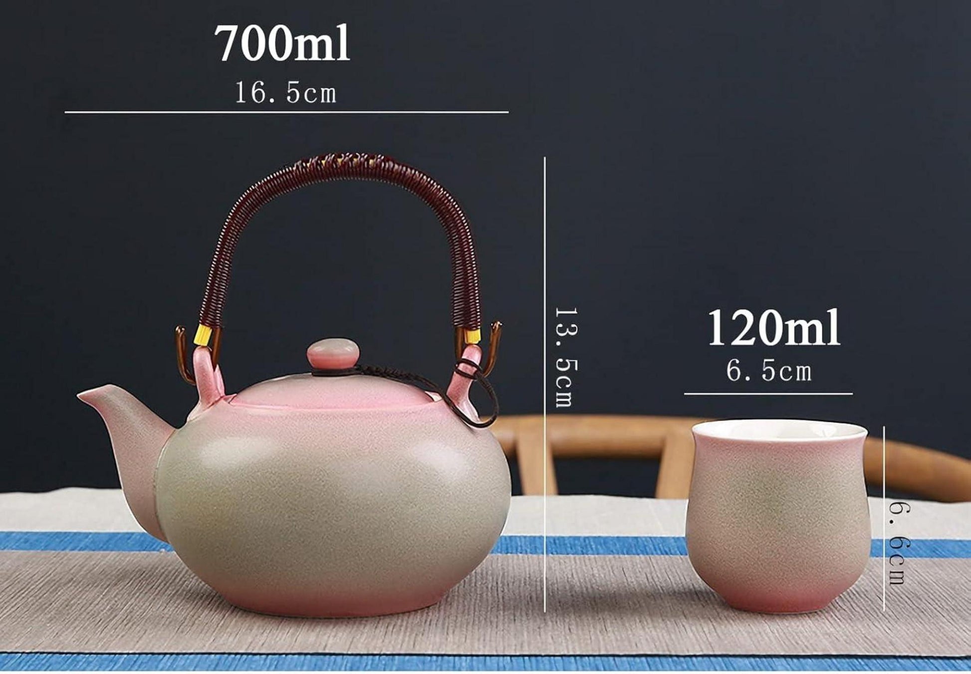 Webao Teeset Keramik Teekanne 600ml 6 Tassen 120ml Rosa