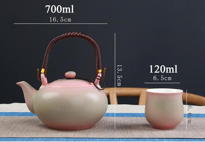 Webao Teeset Keramik Teekanne 600ml 6 Tassen 120ml Rosa