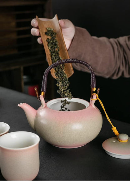 Chinesisches Tee Set Keramik 600ml Teekanne 6 Tassen 120ml Kungfu Tee Rose