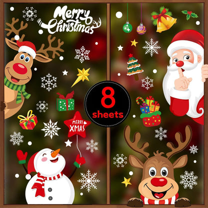Weihnachten Fensteraufkleber Schneeflocken Santa Claus Elch 256 Stück 20x30cm