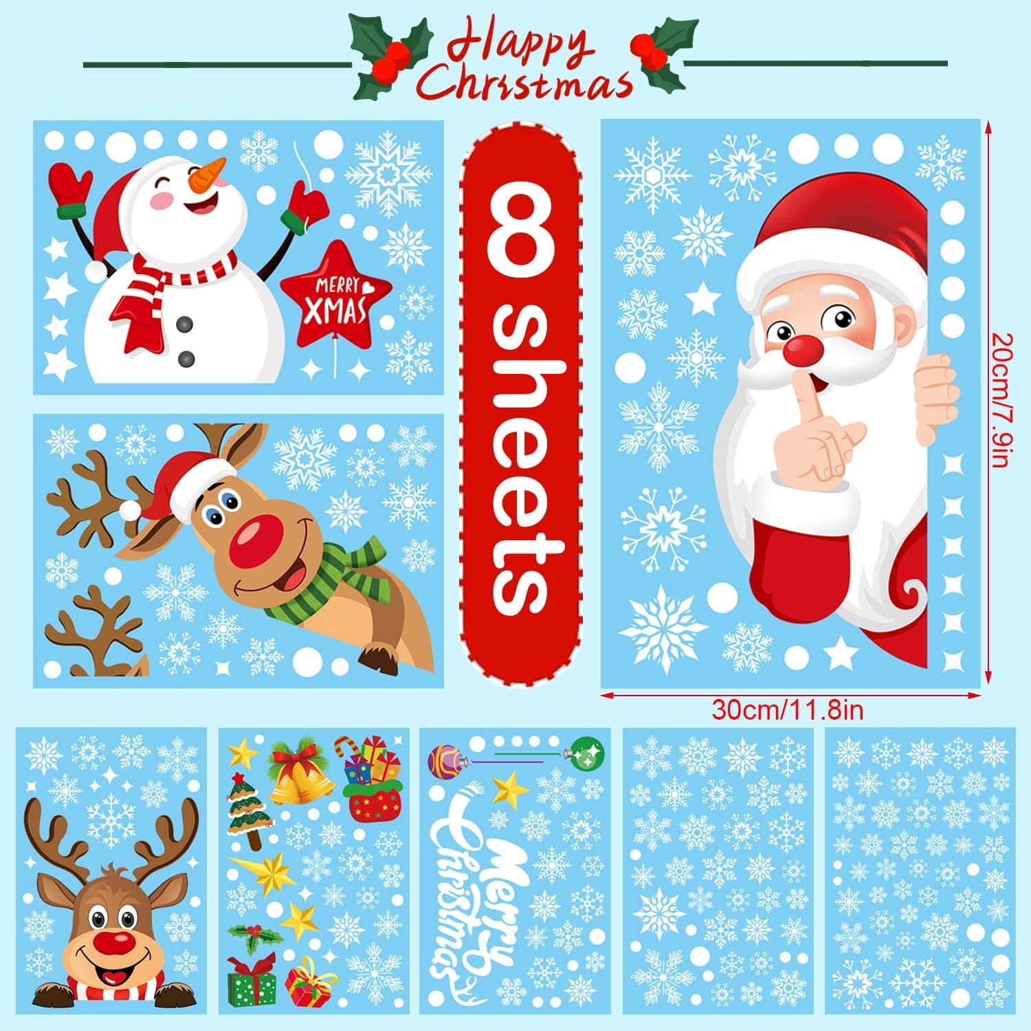 Weihnachten Fenstersticker Schneeflocke Aufkleber 256 Stück 20x30cm