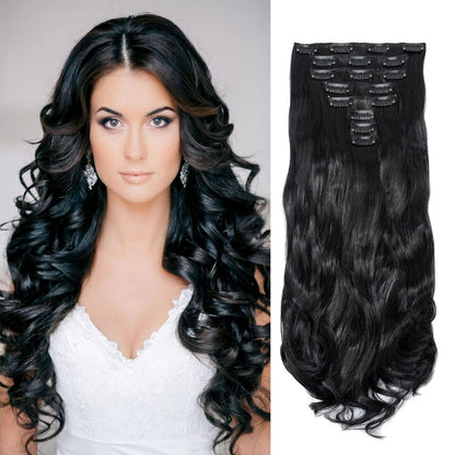 45cm Clip in Haarverlängerung Schwarz – Voluminös & Natürlich