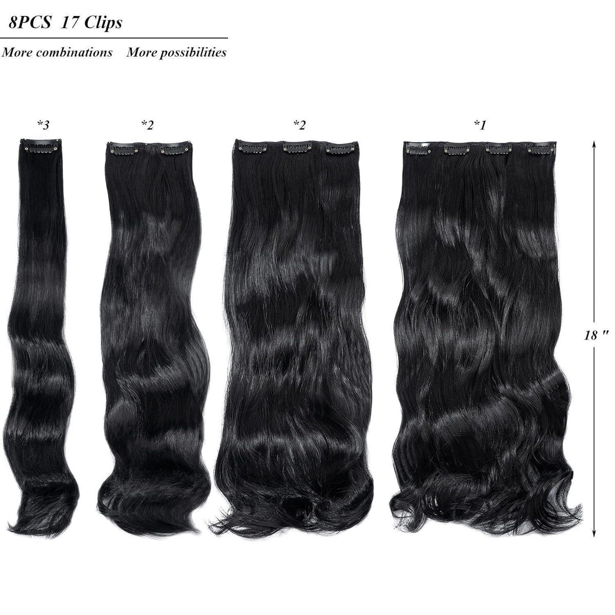 45cm Clip in Haarverlängerung Schwarz – Voluminös & Natürlich