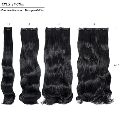 45cm Clip in Haarverlängerung Schwarz – Voluminös & Natürlich