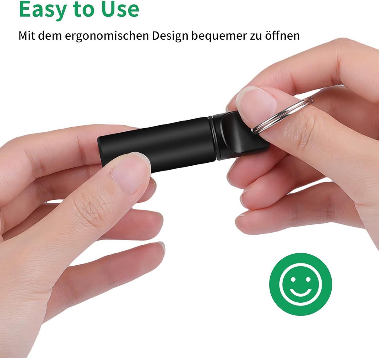 4er Pack Pillendose Schlüsselanhänger Metall Wasserdicht Tablettenbox