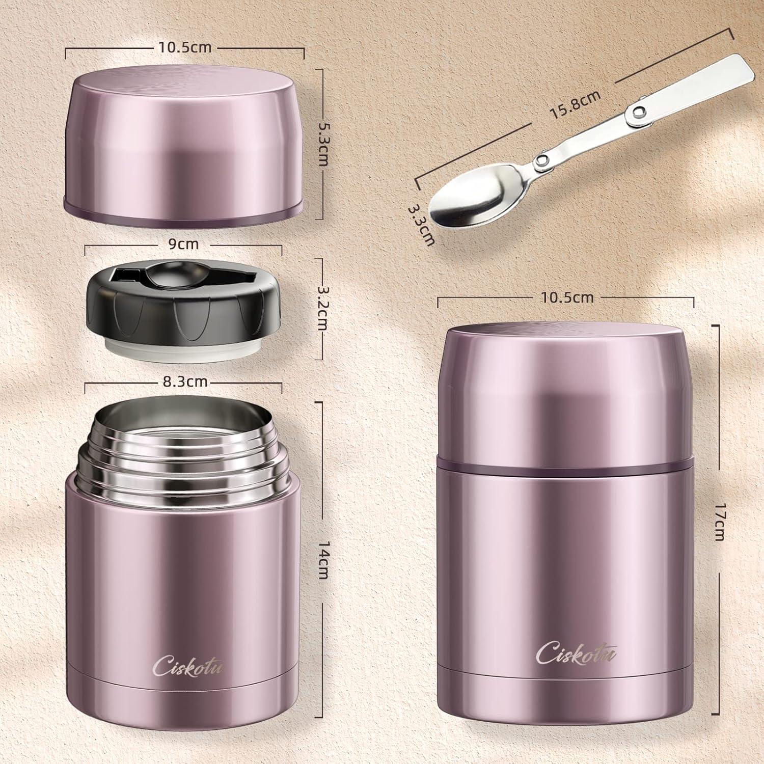 Isolierbehälter für Essen 800ml warm & kalt, mit Löffel