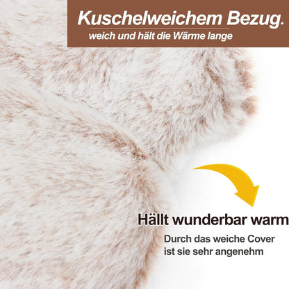 OWOZOI Wärmflasche Kuschelweicher Bezug 2L Gummi Bettflasche mit Kängurutasche